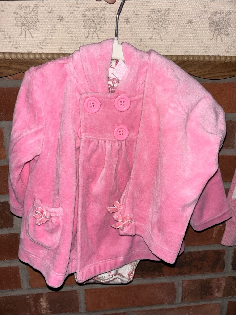 Pink Girls Velvet 3-Piece Set 6/9m